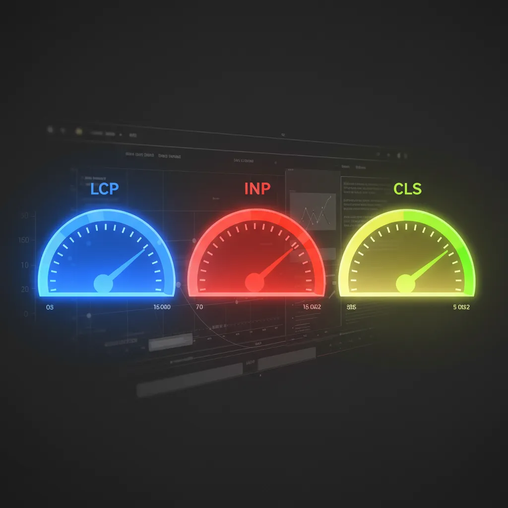 Dashboard mit Core Web Vitals Metriken LCP, INP und CLS