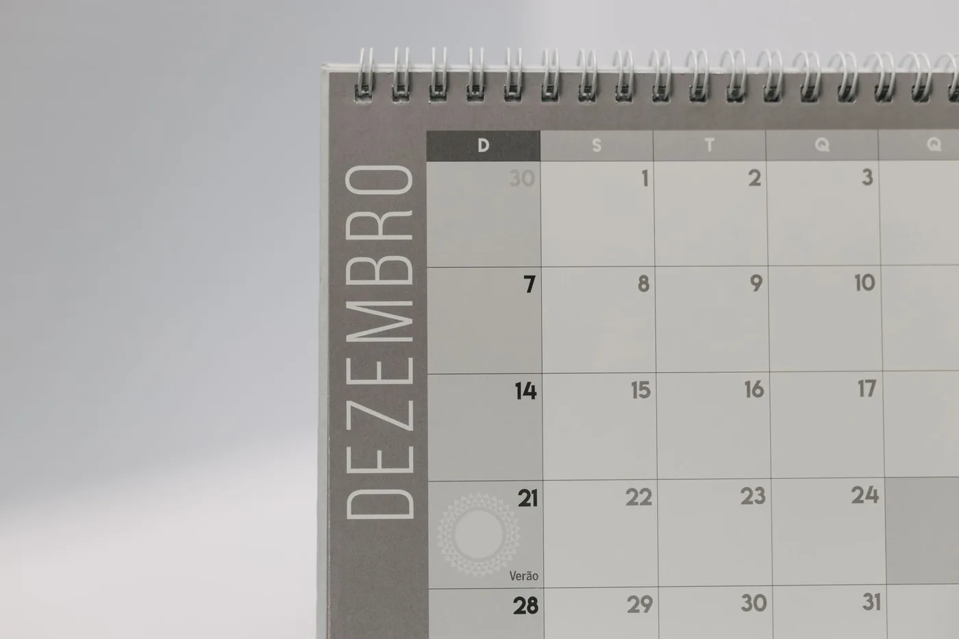 Tischkalender mit dem Monat Dezember bis zum 31.
