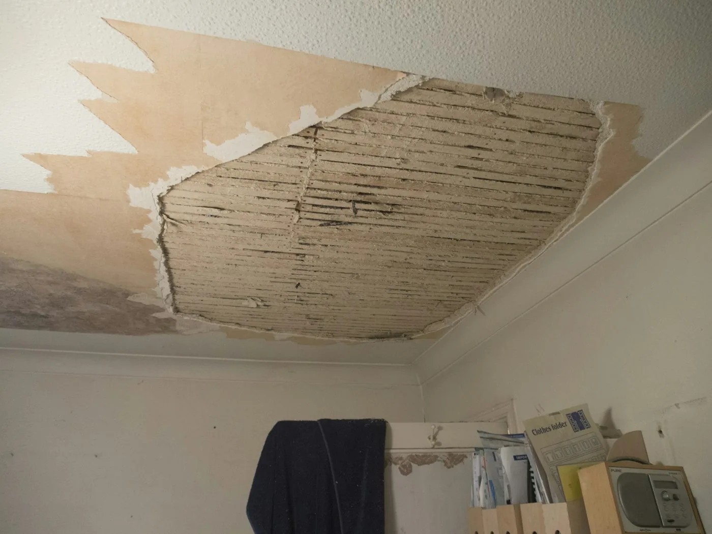 Water damage on a ceiling