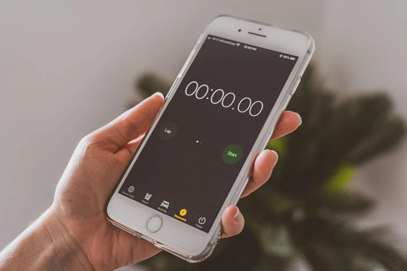 Stopwatch app on a smartphone