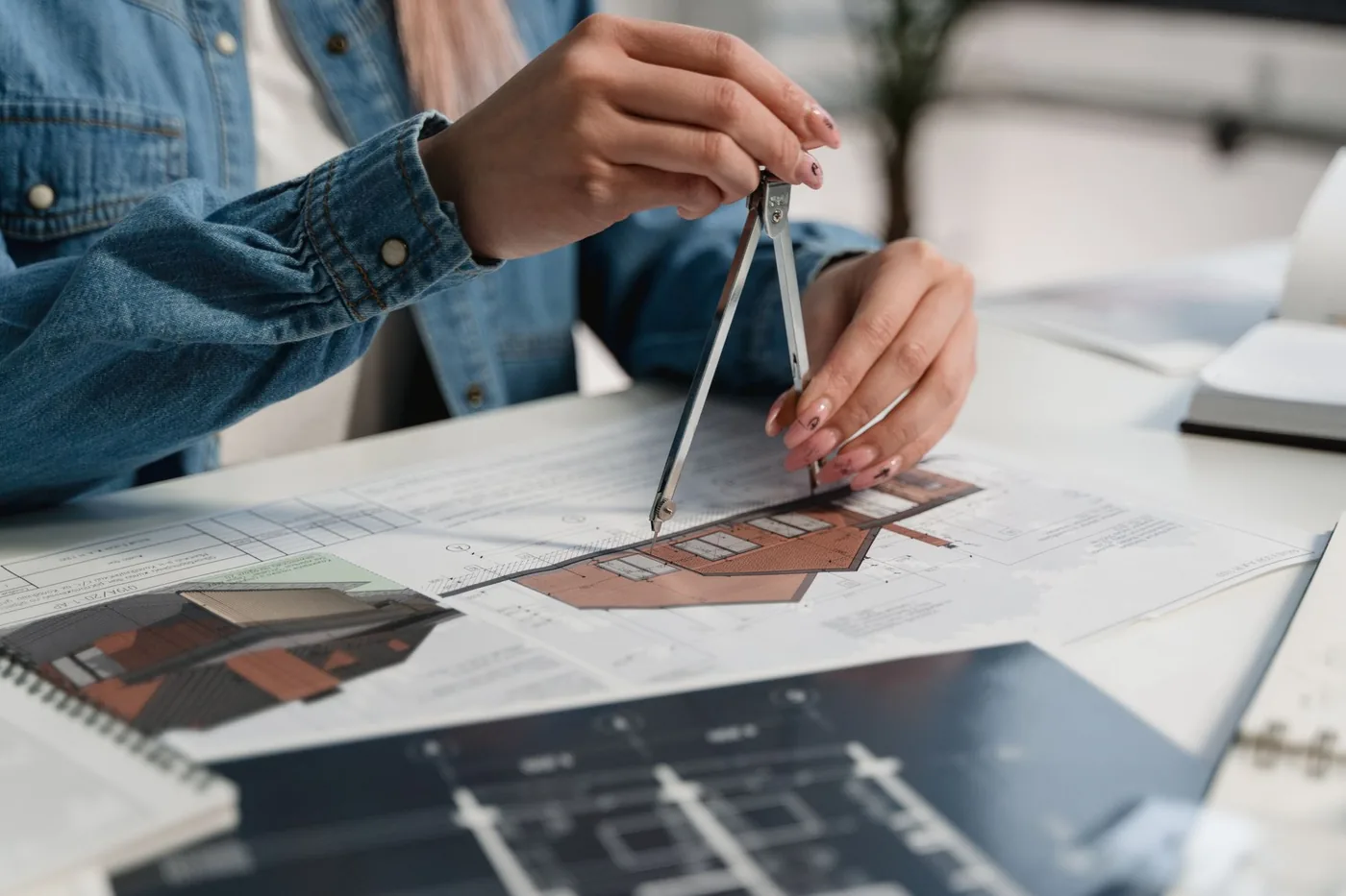 A designer working on a page layout