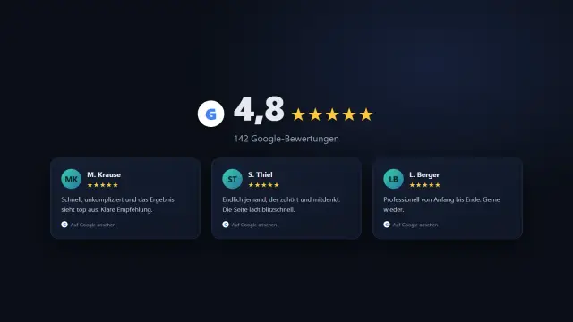 Google-Bewertungen auf der Website einbinden - ohne teures Widget, DSGVO-konform