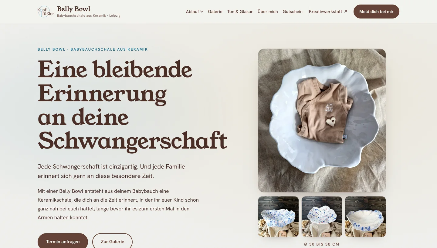 Homepage of the Belly Bowl website babybauch-leipzig.de