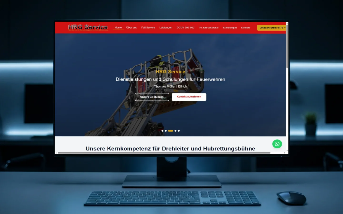 Screenshot of the HRG-Service website