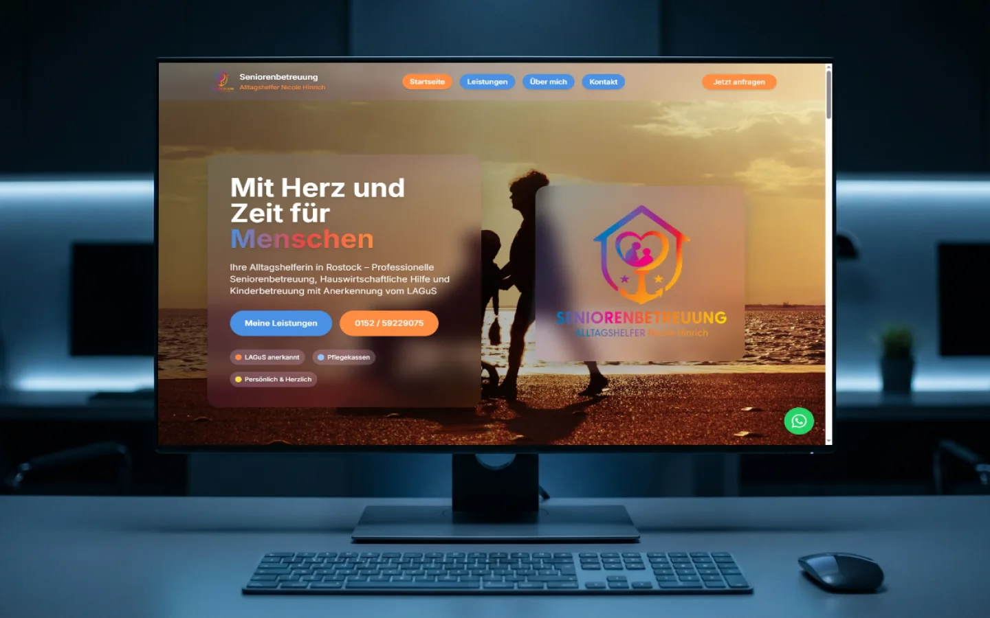 Screenshot of the Seniorenbetreuung Hinrichs website