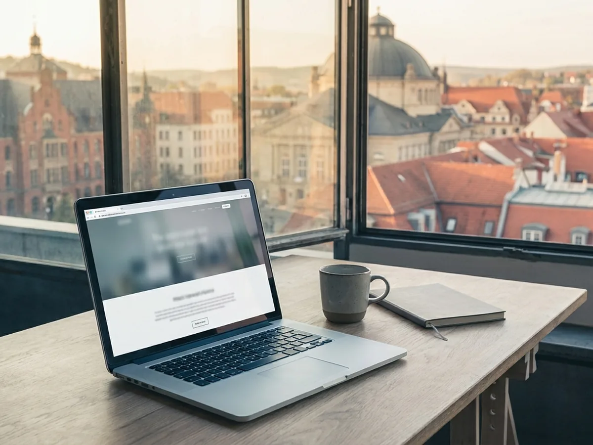 Moderner Arbeitsplatz mit Blick auf die Stadt Gera in Ostthüringen